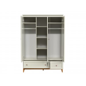 Dreitüriger Kleiderschrank WINDSOR mit Schubladen, in einem dezenten Kaschmir-Ton, perfekt für elegante Räume 3/9