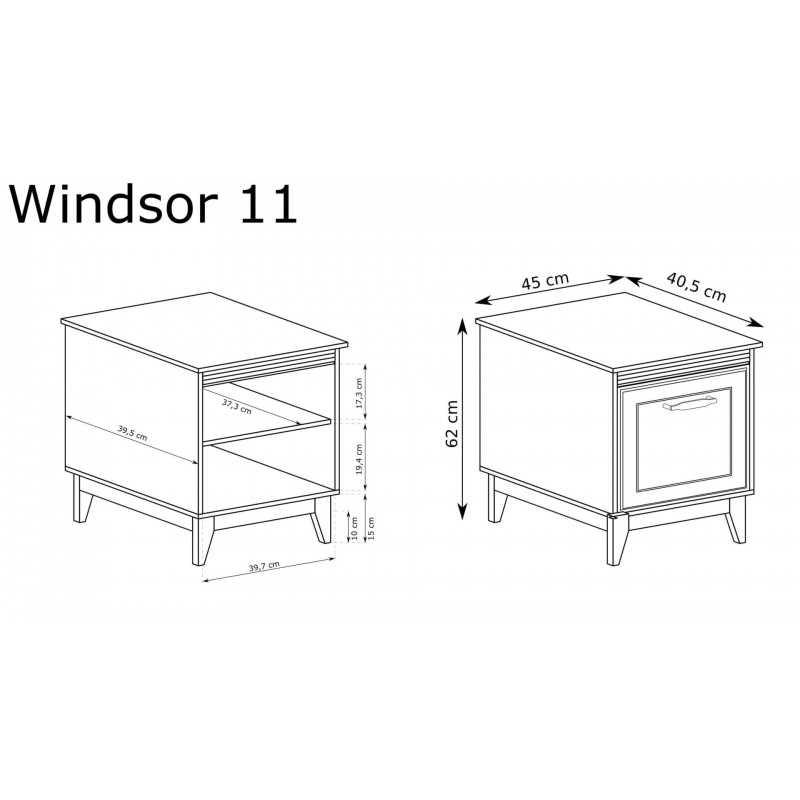 Kippbarer Nachttisch WINDSOR, in einem dezenten Kaschmir-Ton, in einem eleganten Stil 7/9