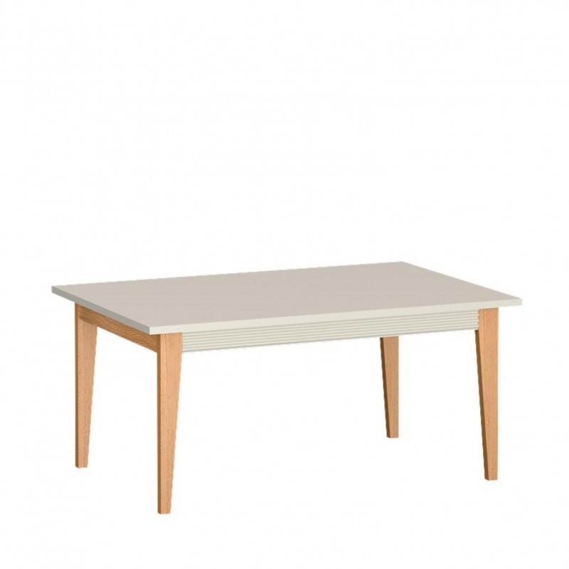 Couchtisch WINDSOR auf hohen Holzbeinen, in einem eleganten Kaschmir-Ton, ideal für stilvolle Innenräume