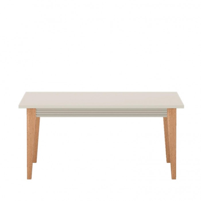 Couchtisch WINDSOR auf hohen Holzbeinen, in einem eleganten Kaschmir-Ton, ideal für stilvolle Innenräume