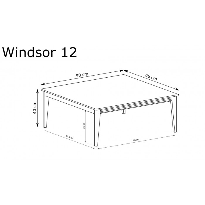 Couchtisch WINDSOR auf hohen Holzbeinen, in einem eleganten Kaschmir-Ton, ideal für stilvolle Innenräume