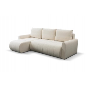 Vielseitiges Ecksofa SPRENTO aus Boucle-Stoff mit Schlaffunktion und Bettzeugablage Ecru 1/9