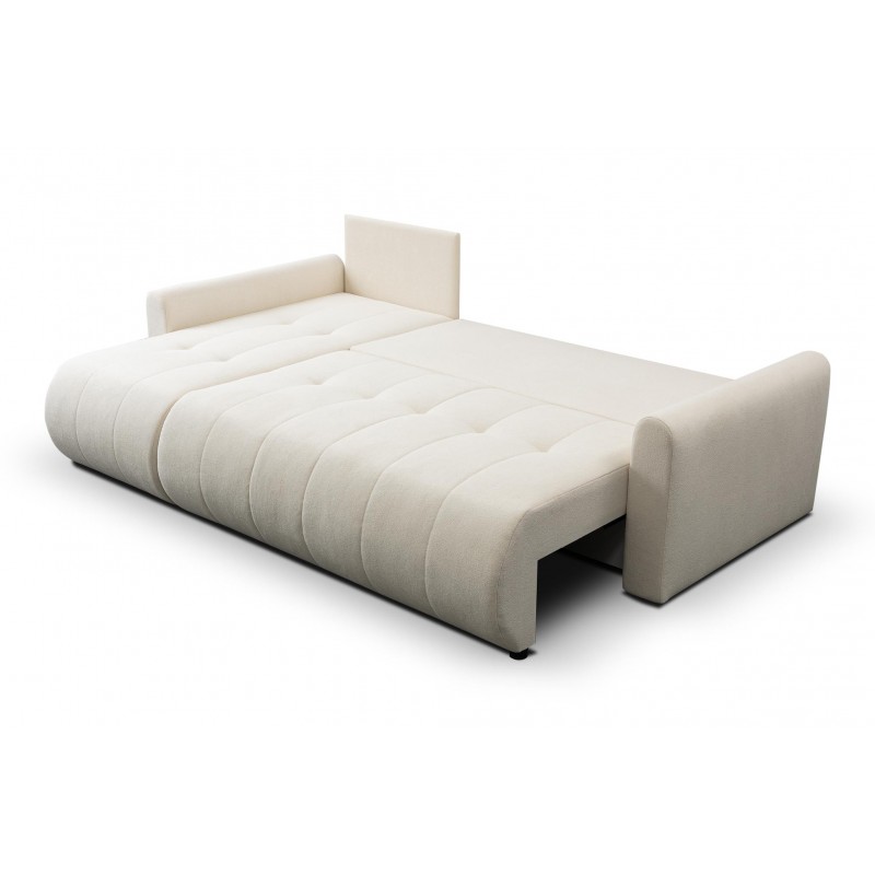 Vielseitiges Ecksofa SPRENTO aus Boucle-Stoff mit Schlaffunktion und Bettzeugablage Ecru 4/9