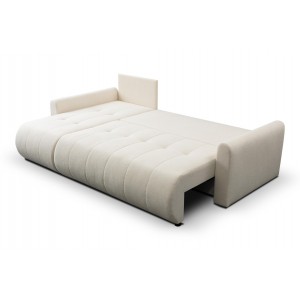Vielseitiges Ecksofa SPRENTO aus Boucle-Stoff mit Schlaffunktion und Bettzeugablage Ecru 4/9