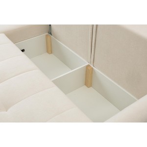 Vielseitiges Ecksofa SPRENTO aus Boucle-Stoff mit Schlaffunktion und Bettzeugablage Ecru 5/9