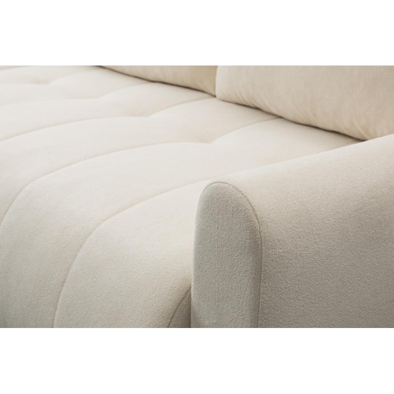 Vielseitiges Ecksofa SPRENTO aus Boucle-Stoff mit Schlaffunktion und Bettzeugablage Ecru 6/9