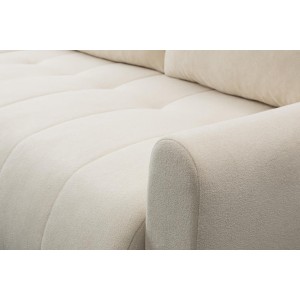 Vielseitiges Ecksofa SPRENTO aus Boucle-Stoff mit Schlaffunktion und Bettzeugablage Ecru 6/9