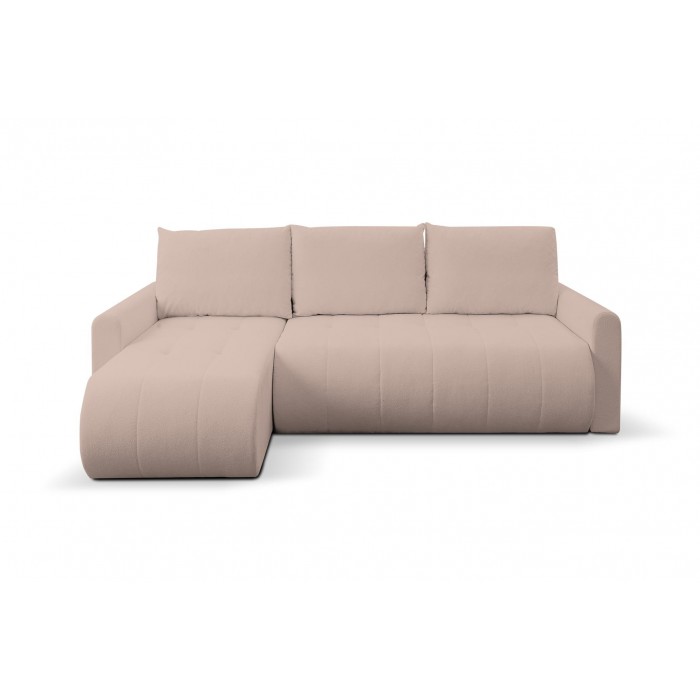 Mehrzweck-Ecksofa SPRENTO rosa aus Boucle-Stoff...