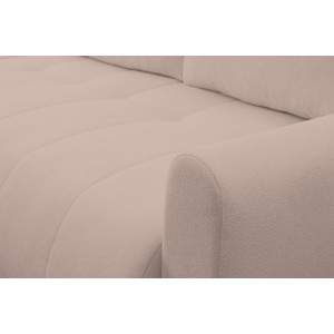 Mehrzweck-Ecksofa SPRENTO rosa aus Boucle-Stoff mit Schlaffunktion und Bettzeugfach 6/9
