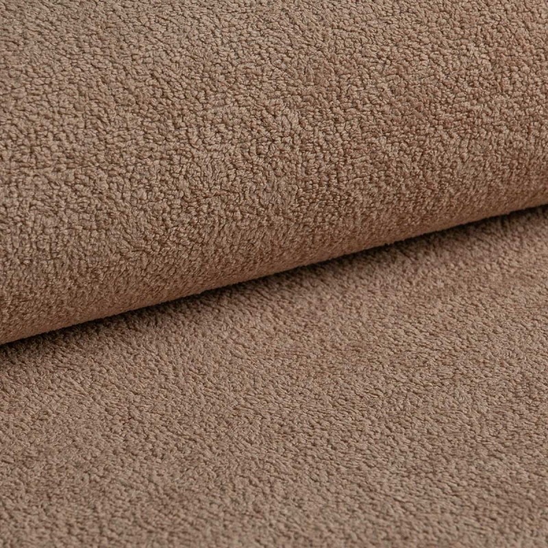 Mehrzweck-Ecksofa SPRENTO rosa aus Boucle-Stoff mit Schlaffunktion und Bettzeugfach 8/9