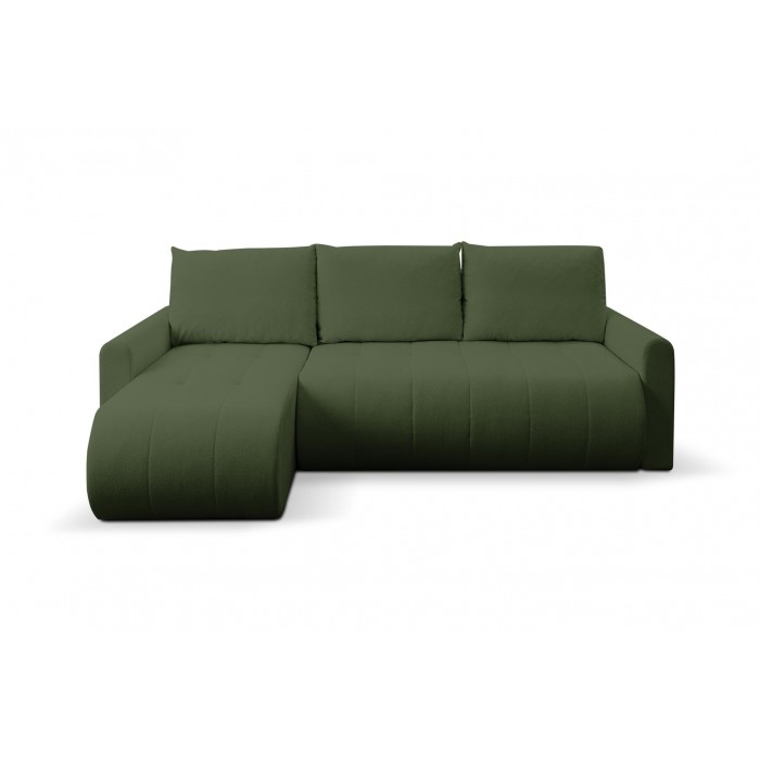 Mehrzweck-Ecksofa SPRENTO grün aus Boucle-Stoff...