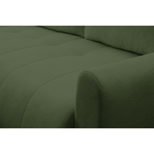 Mehrzweck-Ecksofa SPRENTO grün aus Boucle-Stoff mit Schlaffunktion und Bettzeugfach 6/9