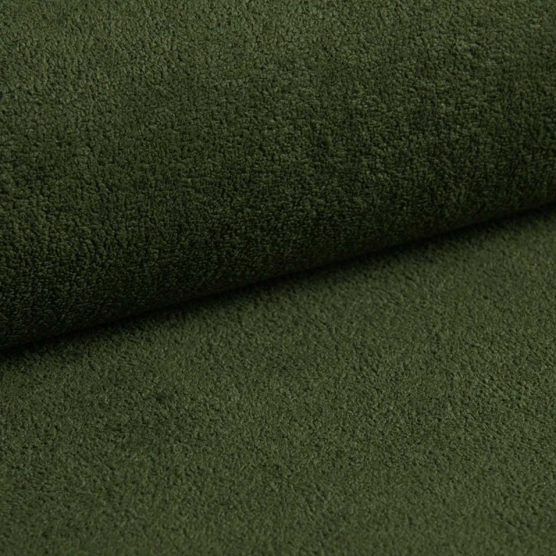 Mehrzweck-Ecksofa SPRENTO grün aus Boucle-Stoff mit Schlaffunktion und Bettzeugfach 8/9