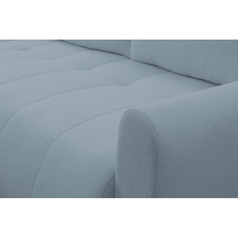 Mehrzweck-Ecksofa SPRENTO hellblau in Boucle-Stoff mit Schlaffunktion und Bettzeugfach 6/9
