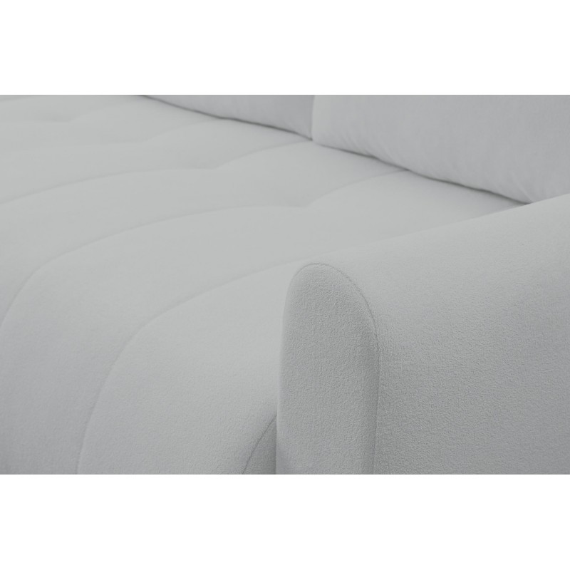 Mehrzweck-Ecksofa SPRENTO hellgrau in Boucle-Stoff mit Schlaffunktion und Bettzeugfach 6/9