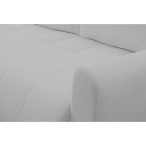 Mehrzweck-Ecksofa SPRENTO hellgrau in Boucle-Stoff mit Schlaffunktion und Bettzeugfach 6/9