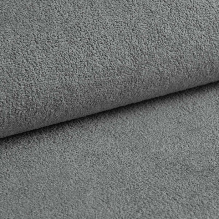 Mehrzweck-Ecksofa SPRENTO hellgrau in Boucle-Stoff mit Schlaffunktion und Bettzeugfach