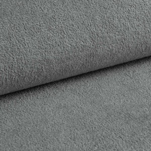 Mehrzweck-Ecksofa SPRENTO hellgrau in Boucle-Stoff mit Schlaffunktion und Bettzeugfach 8/9