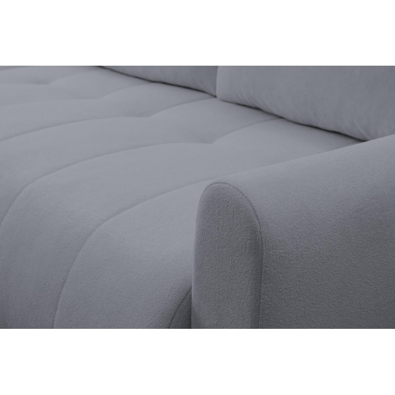 Mehrzweck-Ecksofa SPRENTO dunkelgrau in Bouclestoff mit Schlaffunktion und Bettzeugfach 6/9