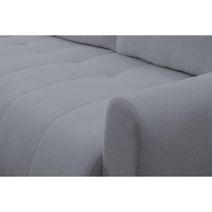 Mehrzweck-Ecksofa SPRENTO dunkelgrau in Bouclestoff mit Schlaffunktion und Bettzeugfach 6/9
