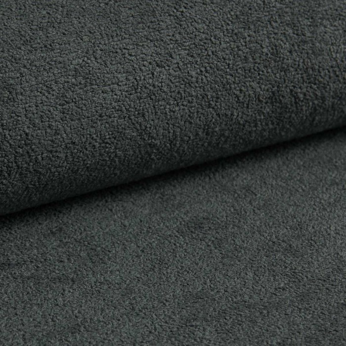 Mehrzweck-Ecksofa SPRENTO dunkelgrau in Bouclestoff mit Schlaffunktion und Bettzeugfach