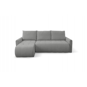 Universelles Ecksofa SPRENTO grau aus Chenille-Stoff mit Schlaffunktion und Bettzeugfach 2/9