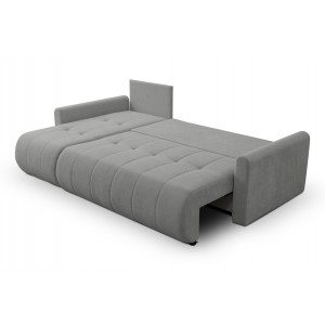 Universelles Ecksofa SPRENTO grau aus Chenille-Stoff mit Schlaffunktion und Bettzeugfach 4/9