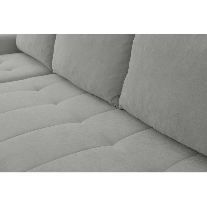 Universelles Ecksofa SPRENTO grau aus Chenille-Stoff mit Schlaffunktion und Bettzeugfach