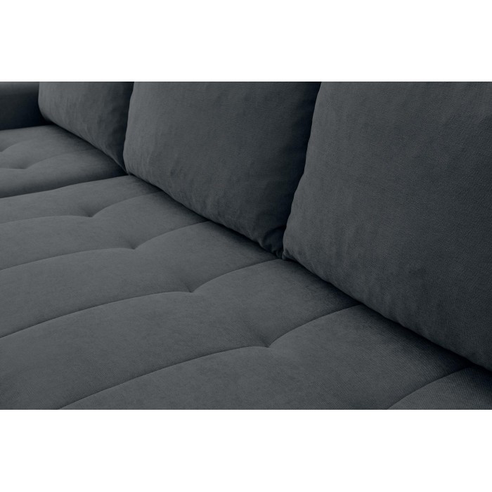 Universelles Ecksofa SPRENTO schwarz in Chenille-Stoff mit Schlaffunktion und Bettzeugfach