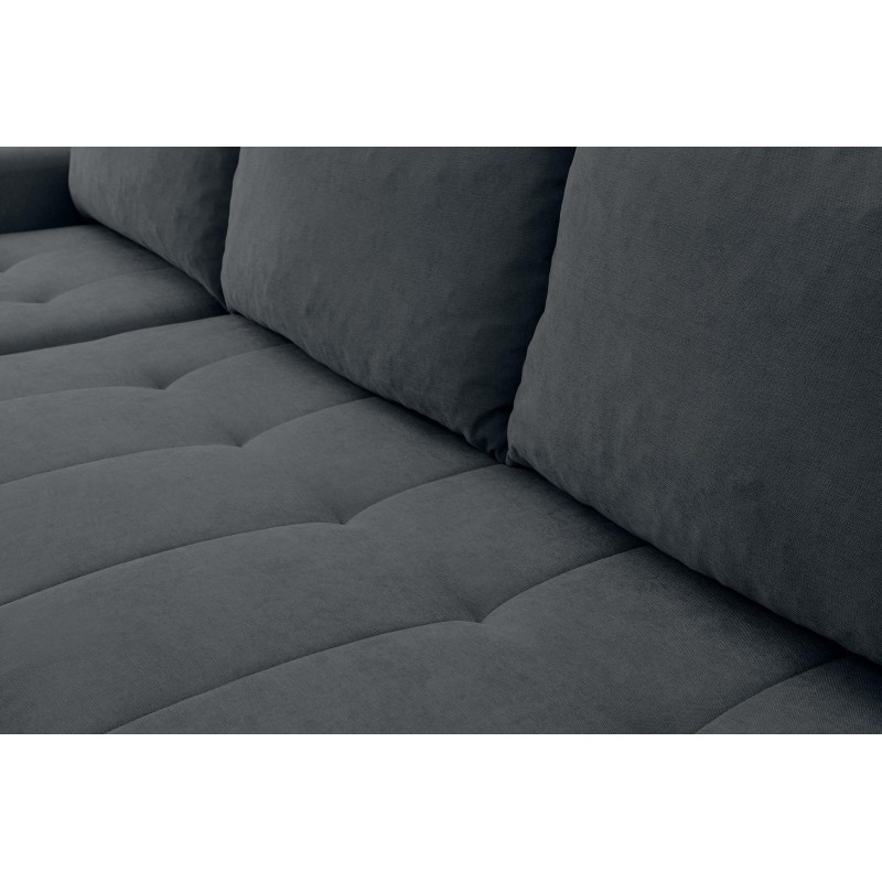 Universelles Ecksofa SPRENTO schwarz in Chenille-Stoff mit Schlaffunktion und Bettzeugfach 6/9