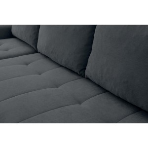Universelles Ecksofa SPRENTO schwarz in Chenille-Stoff mit Schlaffunktion und Bettzeugfach 6/9