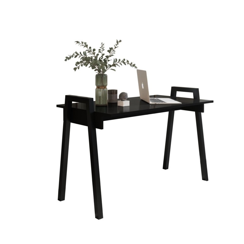 Schwarzer FRAME-Schreibtisch - Minimalistischer Loft-Stil mit Metallbeinen, Maße 120x68 cm 1/9