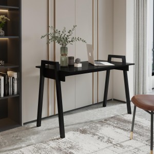 Schwarzer FRAME-Schreibtisch - Minimalistischer Loft-Stil mit Metallbeinen, Maße 120x68 cm 2/9