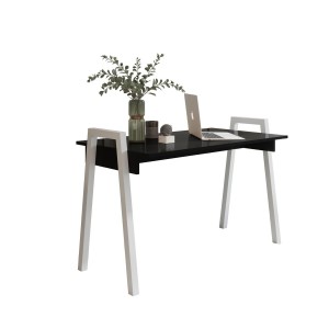 FRAME Schreibtisch - Loft-Stil mit schwarzer Platte und weißen Beinen, Maße 120x68 cm 1/9