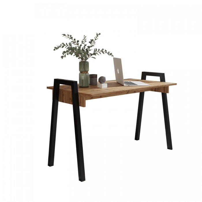 FRAME Schreibtisch - Loft Design mit Eichenplatte und schwarzen Beinen, Maße 120x68 cm