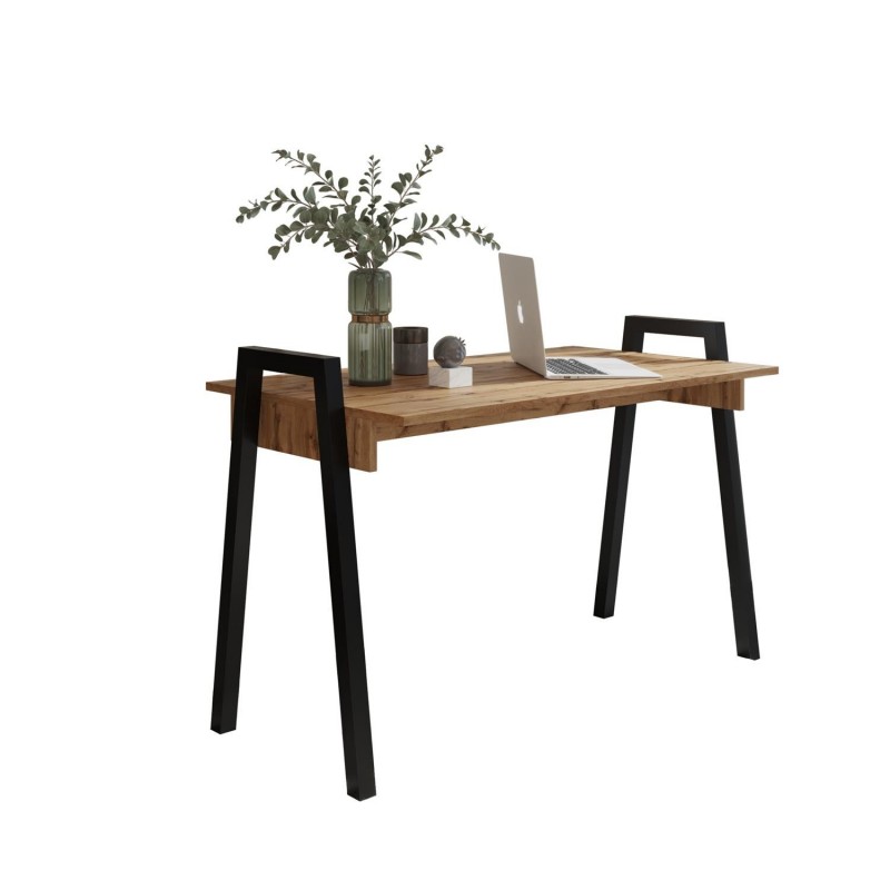 FRAME Schreibtisch - Loft Design mit Eichenplatte und schwarzen Beinen, Maße 120x68 cm