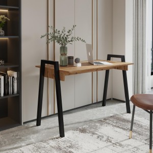 FRAME Schreibtisch - Loft Design mit Eichenplatte und schwarzen Beinen, Maße 120x68 cm 2/9