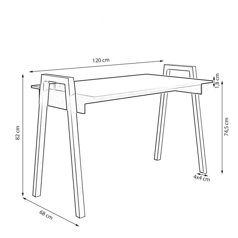 FRAME Schreibtisch - Loft Design mit Eichenplatte und schwarzen Beinen, Maße 120x68 cm 3/9