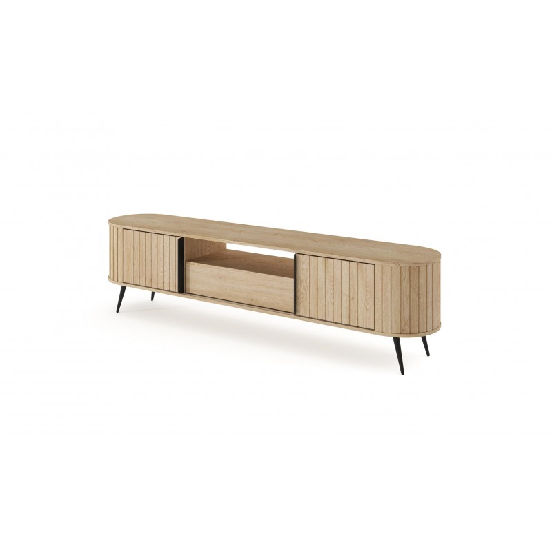 RTV Tisch RIVO 196 cm - TV-Schrank in Eiche Cremona mit geriffelten Fronten 1/9