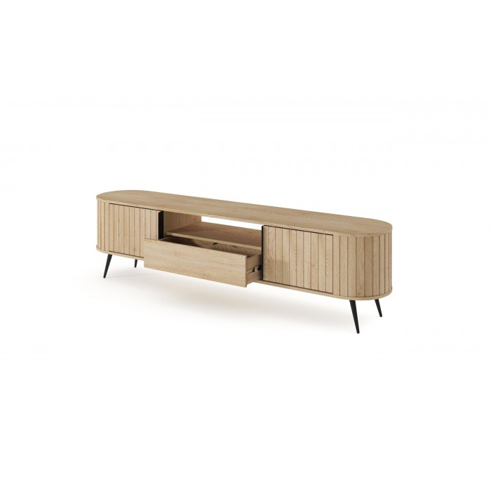 RTV Tisch RIVO 196 cm - TV-Schrank in Eiche Cremona mit geriffelten Fronten