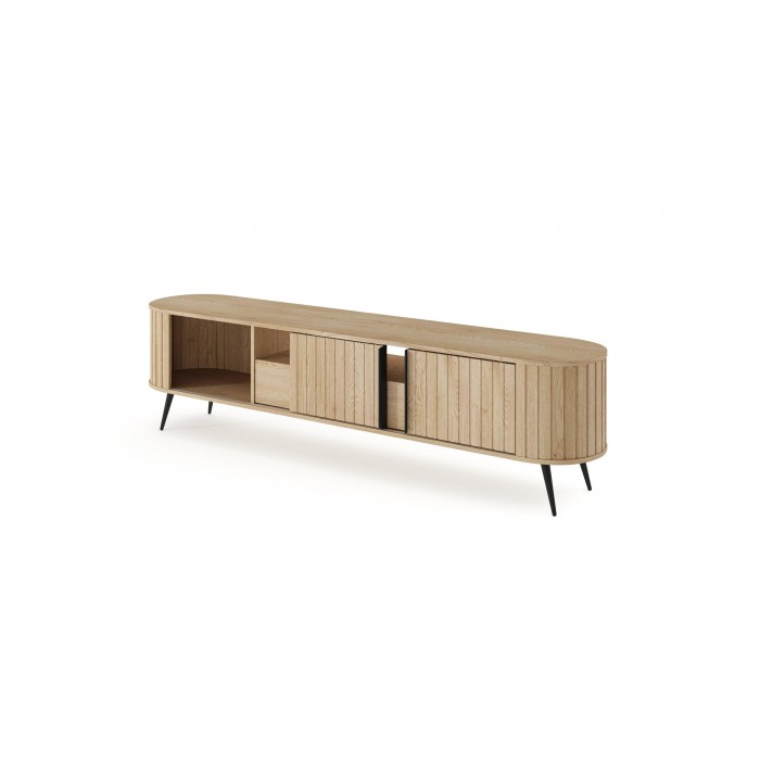 RTV Tisch RIVO 196 cm - TV-Schrank in Eiche Cremona mit geriffelten Fronten