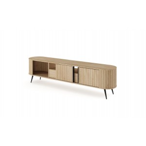RTV Tisch RIVO 196 cm - TV-Schrank in Eiche Cremona mit geriffelten Fronten 4/9