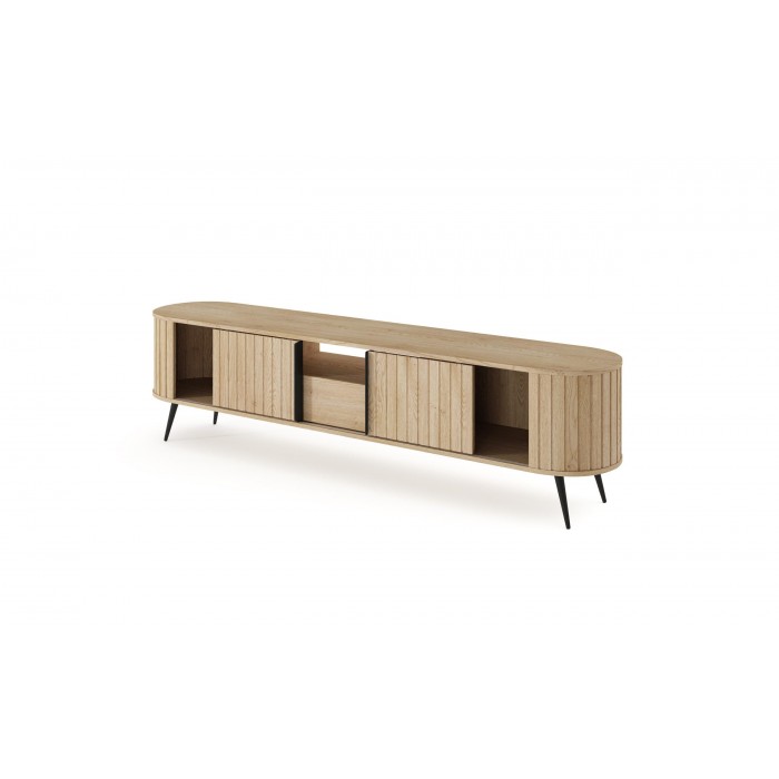 RTV Tisch RIVO 196 cm - TV-Schrank in Eiche Cremona mit geriffelten Fronten