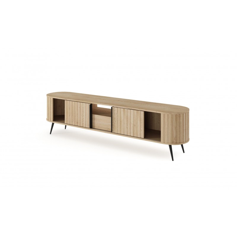 RTV Tisch RIVO 196 cm - TV-Schrank in Eiche Cremona mit geriffelten Fronten 5/9
