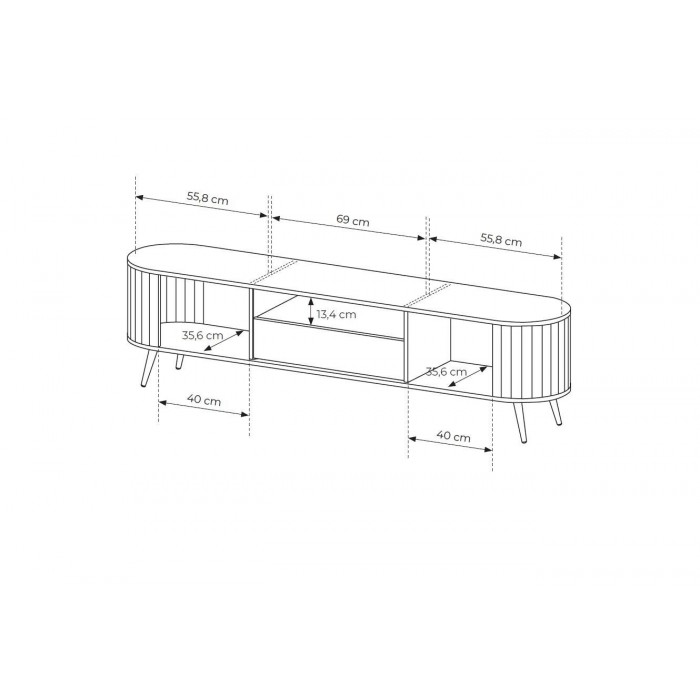 RTV Tisch RIVO 196 cm - TV-Schrank in Eiche Cremona mit geriffelten Fronten