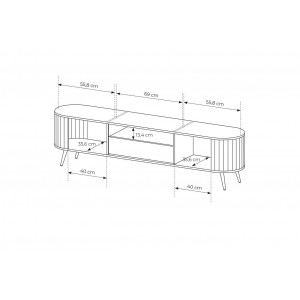 RTV Tisch RIVO 196 cm - TV-Schrank in Eiche Cremona mit geriffelten Fronten 7/9