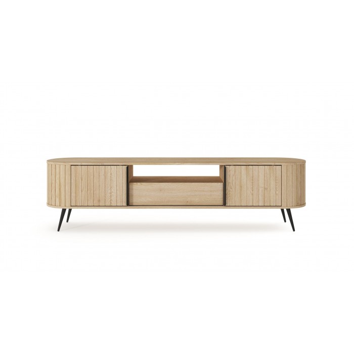 RTV Tisch RIVO 196 cm - TV-Schrank in Eiche Cremona mit geriffelten Fronten