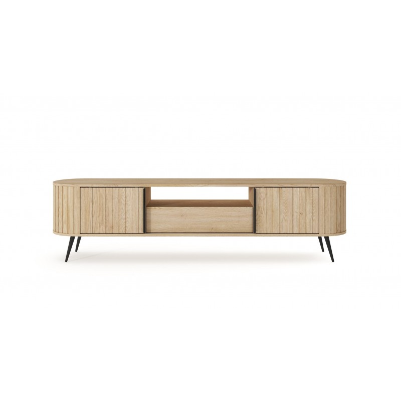 RTV Tisch RIVO 196 cm - TV-Schrank in Eiche Cremona mit geriffelten Fronten 10/9