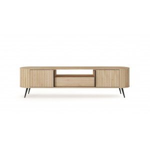 RTV Tisch RIVO 196 cm - TV-Schrank in Eiche Cremona mit geriffelten Fronten 10/9
