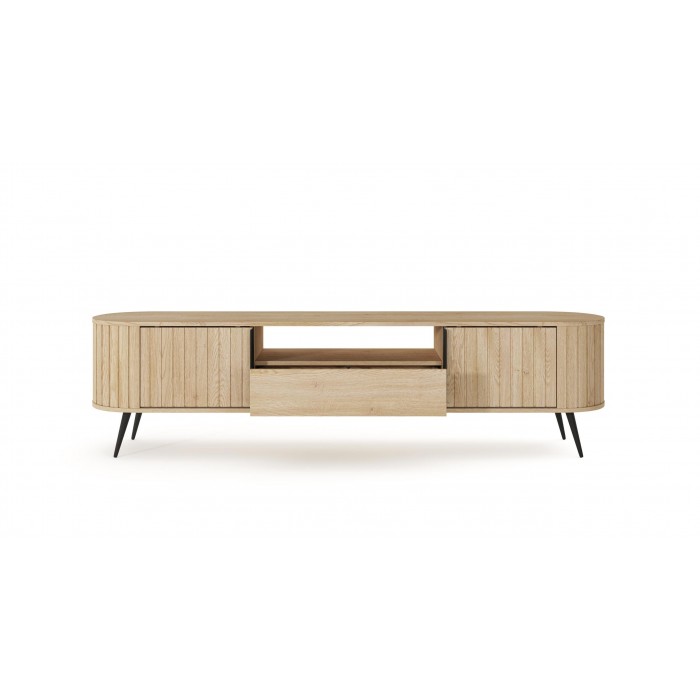 RTV Tisch RIVO 196 cm - TV-Schrank in Eiche Cremona mit geriffelten Fronten